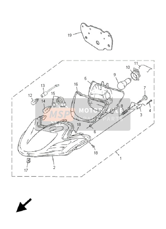 Yamaha CS50RR-LC JOG 2007 Headlight for a 2007 Yamaha CS50RR-LC JOG